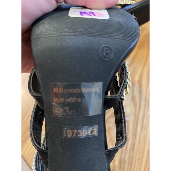 Charlotte Russe Shoes Womens Size 8 Gold Chain Strappy High Heel Sandals Party D - Picture 9 of 10